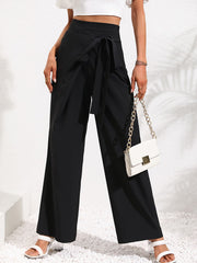 Tie Detail Wide Leg Pants