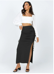 Slit Knitted Slim Skirt Pleated Tie Sheath Skirt