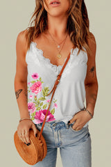 Camisole mit geblümtem Spitzendetail und Wellenkante