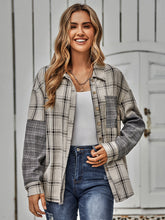 Plaid Button Down Curved Hem Shacket