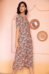 Ditsy Floral V-Neck Tie Waist Midi Night Dress