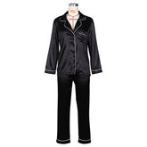 Pajamas Imitation Silk Long Sleeve Ice Silk Cardigan Suit plus Size Thin Homewear
