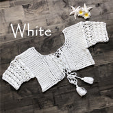 Handmade Crochet Hollow Out Cutout out Strap Bikini Beach Swimsuit Tops