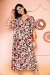 Ditsy Floral V-Neck Tie Waist Midi Night Dress