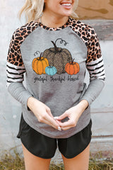 Graphic Striped Raglan Sleeves Top