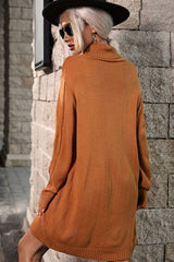 Robe pull à col roulé en maille torsadée (ceinture non incluse)