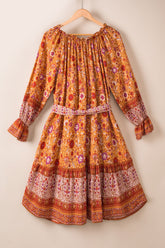 Robe bohème à manches volantées et bordures volantées