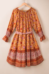 Robe bohème à manches volantées et bordures volantées