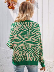 Strickjacke mit Knopfleiste und Zebramuster