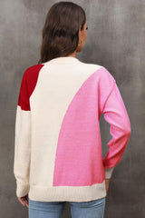 Pullover mit Farbblockdesign, gerippten Bündchen und überschnittener Schulter