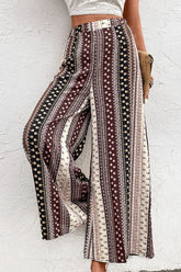 Hose mit weitem Bein und hoher Taille im Blumenmuster