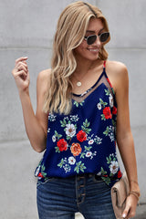 Camisole aus gespleißtem Mesh mit Blumenmuster