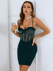Rhinestone Spaghetti Strap Mini Dress
