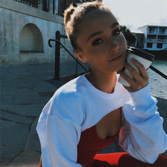 Street Shooting Unregelmäßiger asymmetrischer einfarbiger Langarmpullover