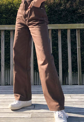 Jean droit ample taille haute style rétro