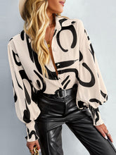 Chemise boutonnée à manches lanternes imprimées