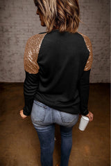Black Sequined Raglan Sleeve Nutcracker Graphic Tee