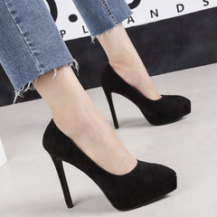Women's High Suede Nightclub Waterproof Platform Stiletto