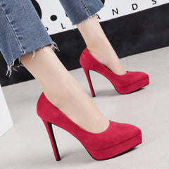 Women's High Suede Nightclub Waterproof Platform Stiletto