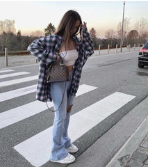 Pantalon en jean taille haute extensible, confortable, amincissant, légèrement évasé, déchiré au genou, facile à porter