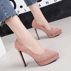 Women's High Suede Nightclub Waterproof Platform Stiletto