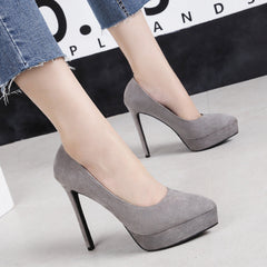 Women's High Suede Nightclub Waterproof Platform Stiletto