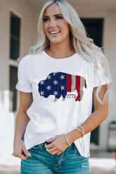 Star Stripe Graphic Round Neck Tee