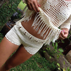 Handmade Beach Solid Color Kurze Badehose Cutout HCrocheting Baumwolle Sonnenschutz