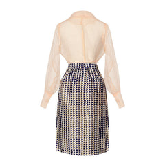 Costume costume grand col transparent manteau en mousseline de soie plumes gland jupe fendue sur le côté ensemble deux pièces