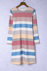 Rainbow Stripe Long Sleeve Dress