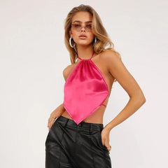 Halterneck Vest Solid Color Apron Sling Small Top