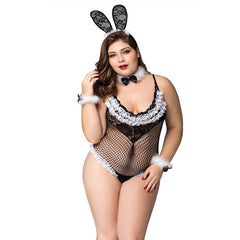 Lingerie grande taille pour filles, uniforme de lapin ajouré pour cosplay