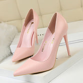 Damen High Heels mit Stilettoabsatz und flacher Öffnung und spitzer Zehenpartie