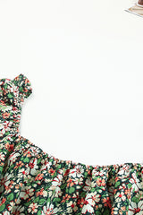 Haut péplum à col carré et fleurs grande taille
