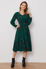 Robe imprimée à manches longues et col surplis