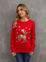 Pullover mit Pailletten und Rentier-Grafik