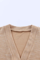 Drop Shoulder Button Down V-Neck Cardigan