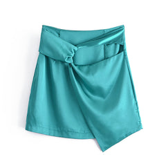French Retro High Waist Irregular Asymmetric Skirt Mini Skirt Slimming