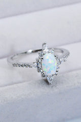 Platinum-Plated Opal Zircon Ring