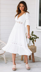 Deep V Plunge Plunge Lace Stitching Dress