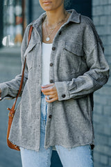 Strukturierte Button-Down-Hemdjacke mit Taschen