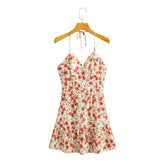 Bedrucktes Neckholder-Kleid mit Schnürung, rückenfrei