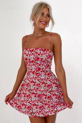Suspender Floral Printed Waist-Controlled Slimming Cami Dress Short