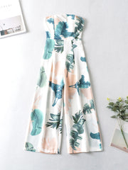 Banana Leaf Print Slim Fit One-Piece Trousers