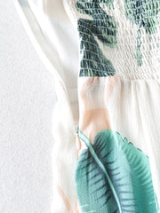 Banana Leaf Print Slim Fit One-Piece Trousers