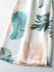 Banana Leaf Print Slim Fit One-Piece Trousers