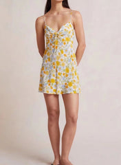 Vacation Printed Lace-up Backless Short Cami Dress Minority Satin Dress sundress