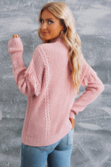 Pullover aus gemischtem Strick mit Fransendetail