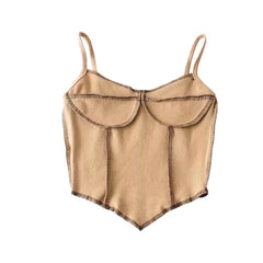 Elastic Triangle Hem Sling Open Line Stitching Irregular Asymmetric Chest Line Three-Dimensional Vest