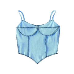 Elastic Triangle Hem Sling Open Line Stitching Irregular Asymmetric Chest Line Three-Dimensional Vest